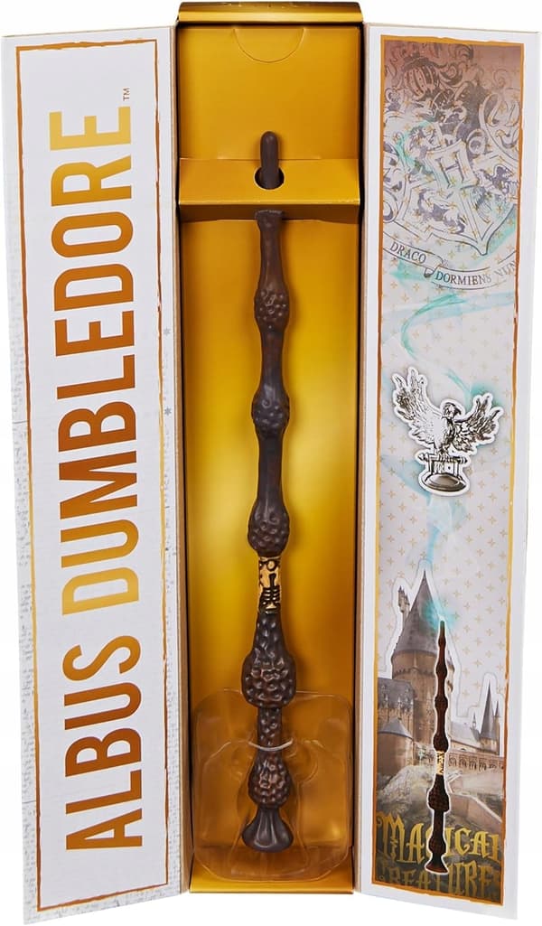 Albus Dumbledore’s wand with a Hogwarts and Phoenix handle