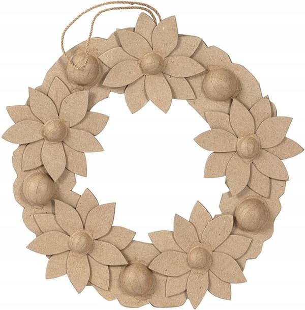 Decorative Elements for Art and Craft Projects: A WREATH WITH FLOWERS MADE FROM PAPER MACHÉ