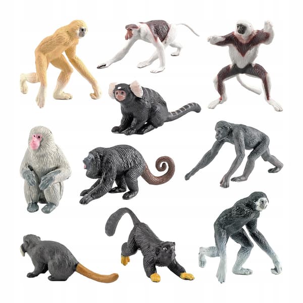 10 Plastic Mini Orangutan Monkey Figurines – ‘Tiny Jungle’ Party Favours