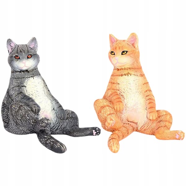 2 COLOURFUL CAT FIGURINES FOR INTERIOR DECORATION