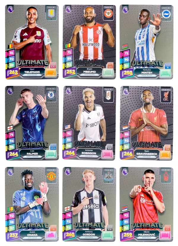 PANINI PREMIER LEAGUE PLUS 2025 9 ULTIMATE CARDS – COMPLETE SET