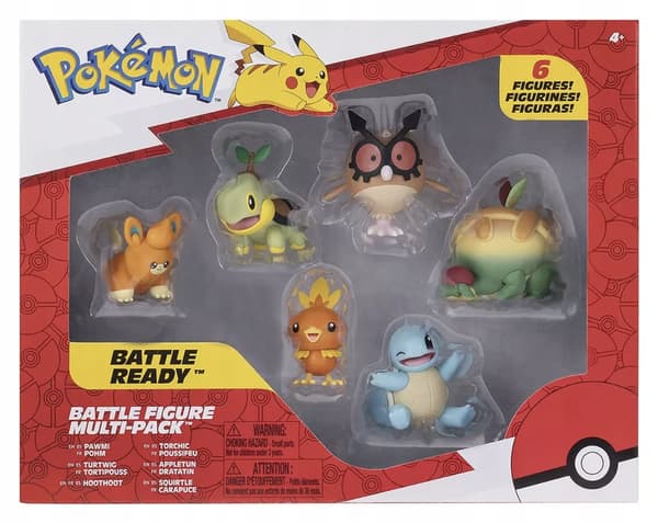 POKEMON 6 Figures: Squirtle, Pawmi, Torchic, Turtwig, Hoothoot, Appltun