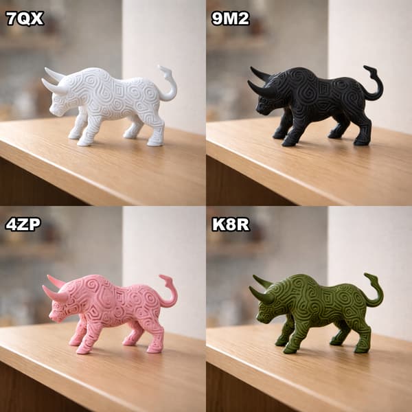 DECORATIVE BULL FIGURINE WITH A SPIRAL PATTERN FOR INTERIORS – AVAILABLE IN MANY COLOURS
