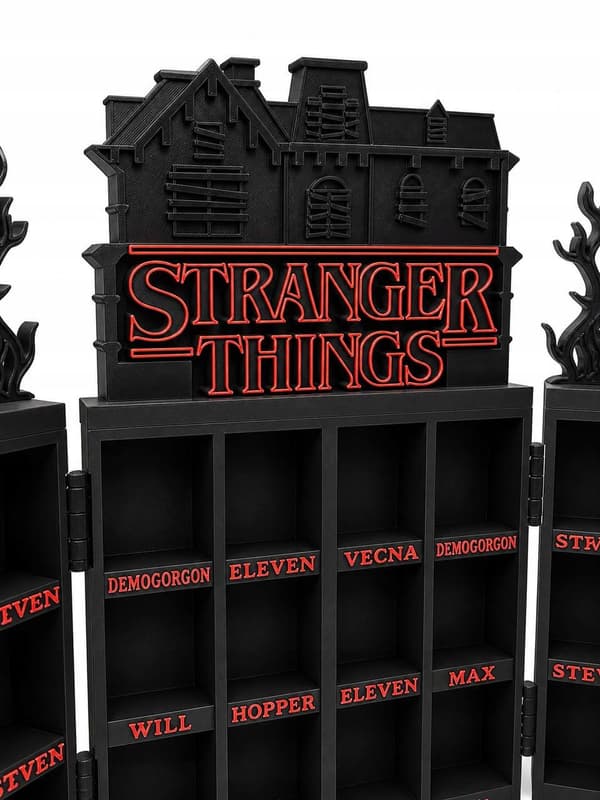 Foldable Chest-Style Shelf for STRANGER THINGS FIGURINES with illuminated letters