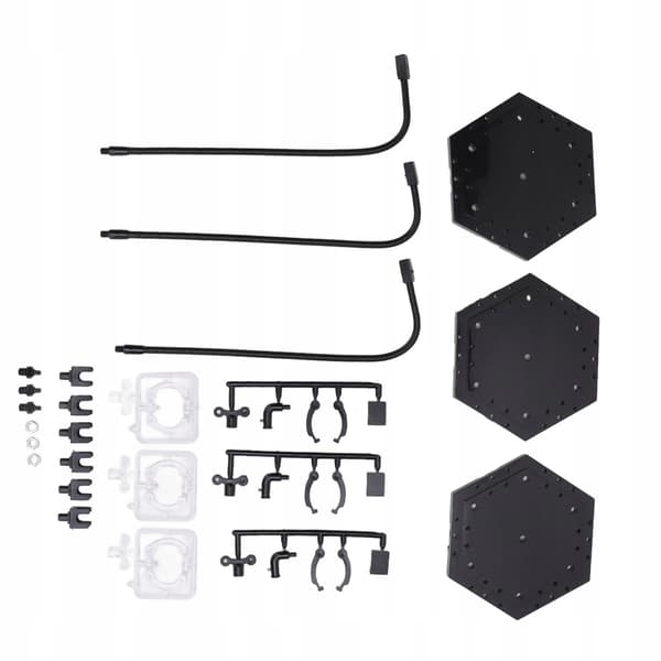 3-pack figurine stand. ABS. Bendable steel base for 64-series dolls