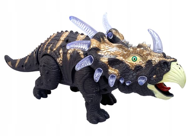 Battery-operated, roaring, walking triceratops toy – large