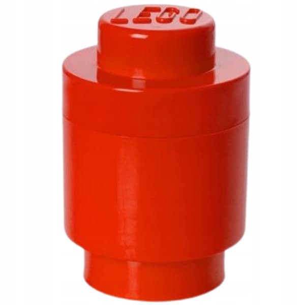 LEGO Round Plastic Container – LEGO Brick Shape, Red, 12 x 18 cm