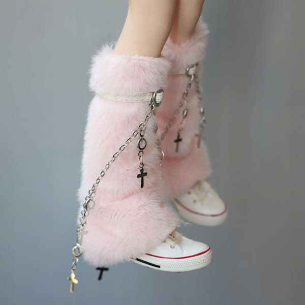 1/6-scale boot cuffs, short leg warmers, Boot Topper socks, pink ankle socks