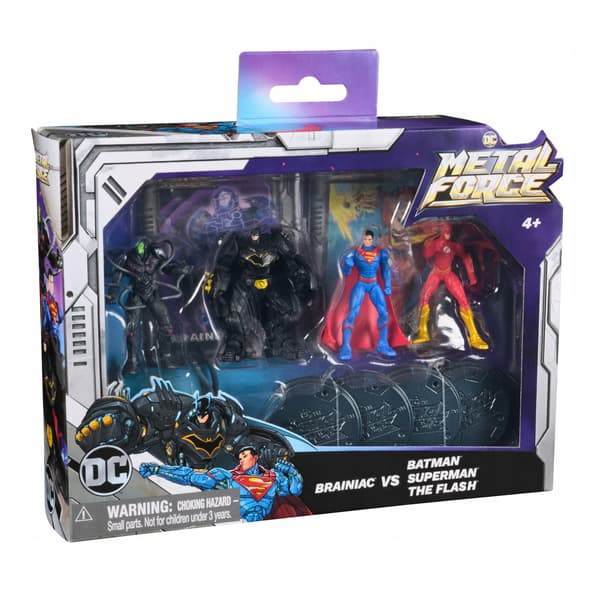 DC COMICS METAL FORCE FIGURE SET: BATMAN, SUPERMAN, BRAINIAC AND THE FLASH