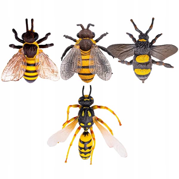 4 PLASTIC BEE FIGURINES – NATURAL BEAUTY AND LEARNING