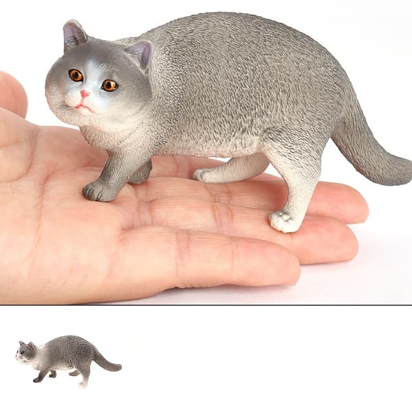 GREY CAT FIGURINE – REALISTIC TABLE DECORATION