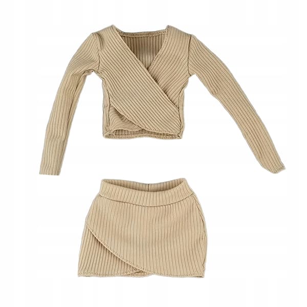 1:6 Scale Basic Crop Top Outfit Feminine Silhouette Khaki