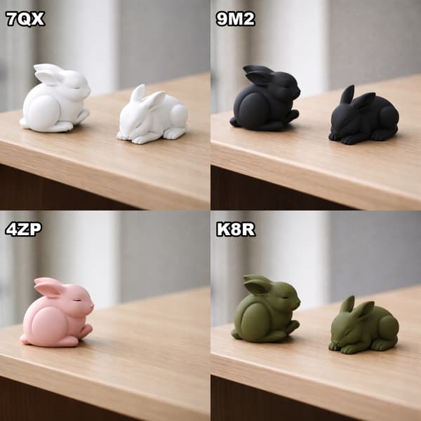 SLEEPING RABBIT FIGURINE, LYING DOWN, SHELF DECORATION, MANY COLOURS