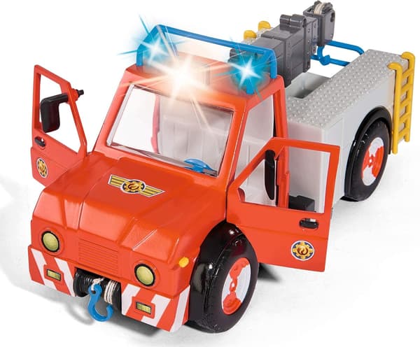 SAM PHOENIX FIRE ENGINE WITH HORSE FIGURINE, LIGHT-UP CRANE, 23 CM