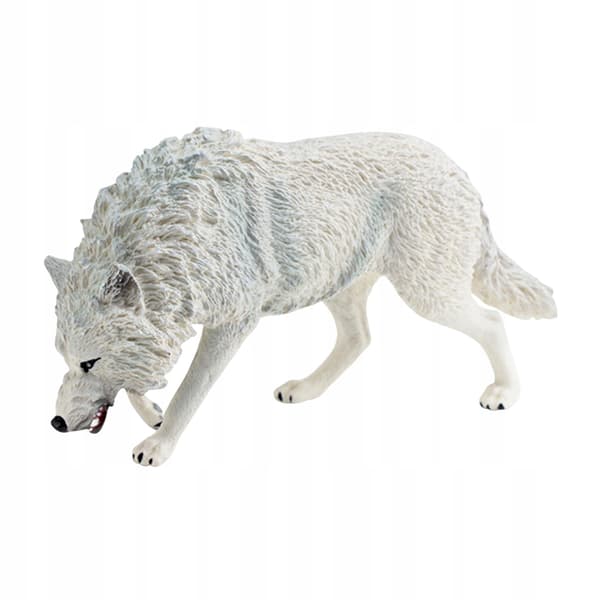 Mini Wolf Figurine – Desk Ornament – Hand-Painted Craft Model – White