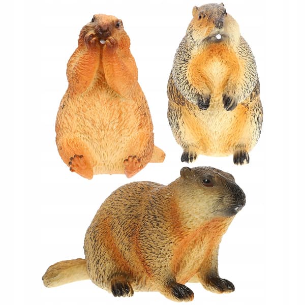 3 PLASTIC MARMOT MODELS, EDUCATIONAL FIGURINES