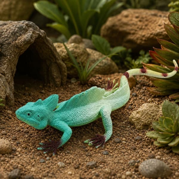 Rubber Stretchy Realistic Bearded Dragon Figurine, 16 cm