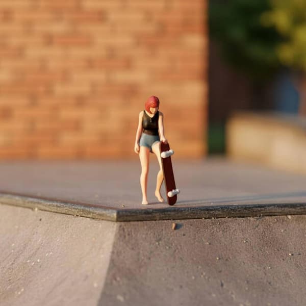 1/64-scale skateboarder figurine, Dynamic Pose 1:64 Blue Skate Boy