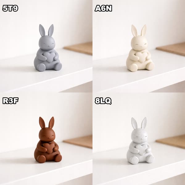 DECORATIVE FIGURINE: SITTING RABBIT WITH A HEART – FOR A SHELF – MANY COLOURS AVAILABLE