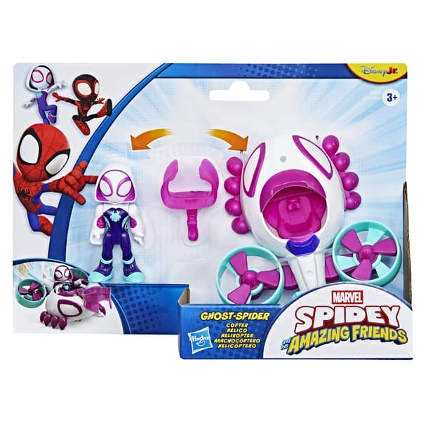Marvel Spidey Ghost-Spider Figures: Helicopter Set and Accessories for Children