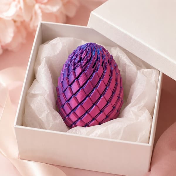 MOVING SENSORY ANTI-STRESS DRAGON EGG MADE FROM PLA, RED AND BLUE