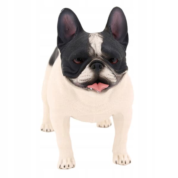 DECORATIVE PLASTIC BULLDOG FIGURINE, WHITE