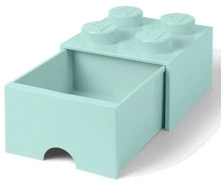 LEGO 4-compartment storage box with drawer, turquoise