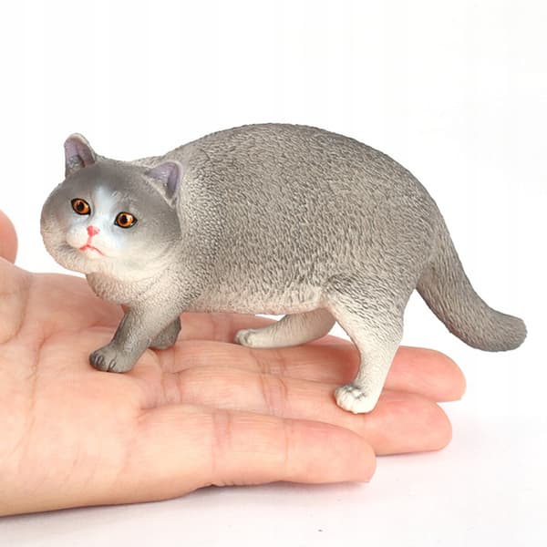 GREY CAT FIGURINE – REALISTIC TABLE DECORATION