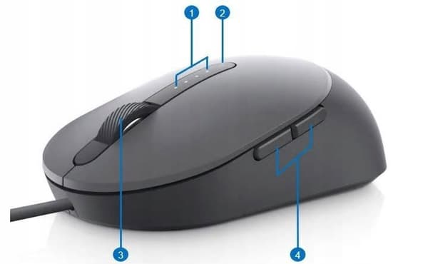 Dell MS3220 office mouse for right-handed users, laser, 3200 DPI, wired, USB, black