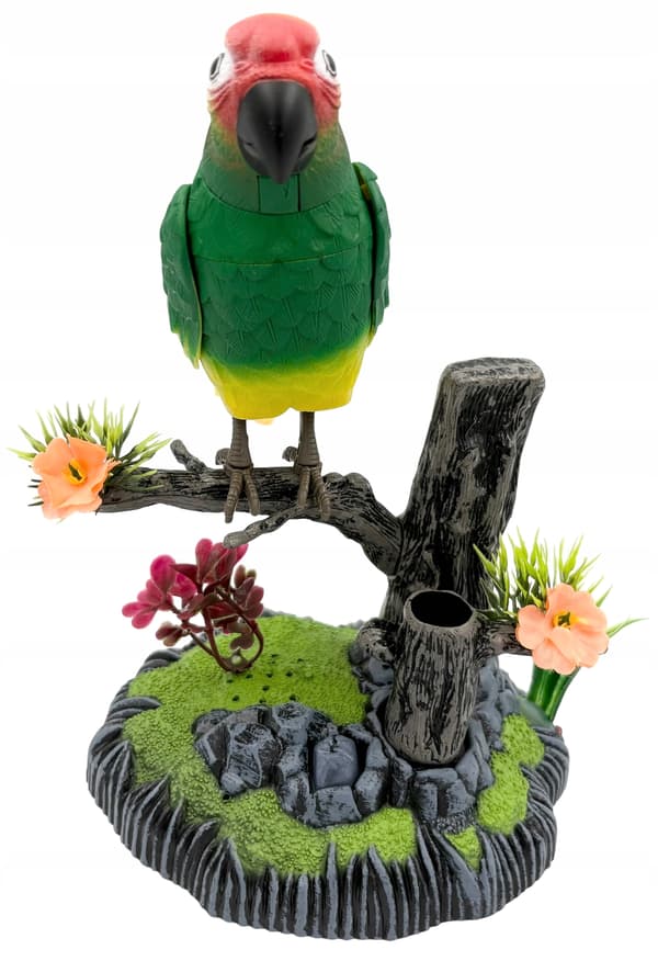 Singing parrot, interactive battery-operated parrot, interactive bird.