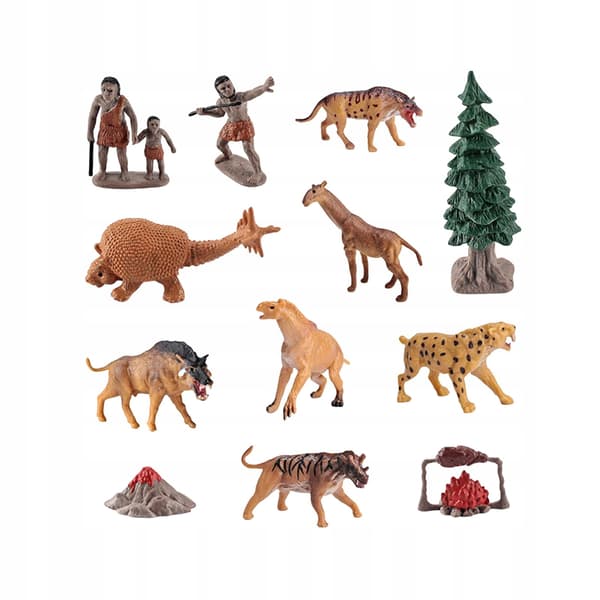 12x Prehistoric Topper Cake Decorations – Ancient Animal Figurines, Style A