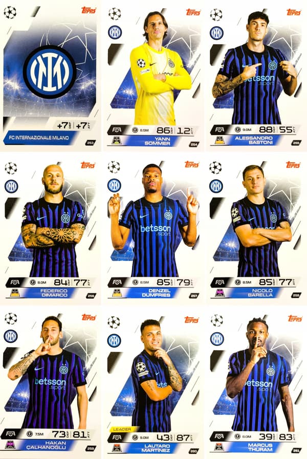TOPPS MATCH ATTAX 2025/2026 26-PACK INTER TEAM SET (9 CARDS)