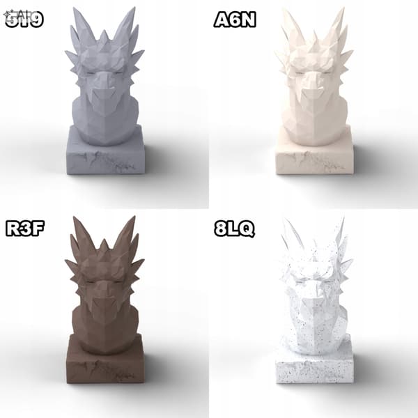 LOW-POLY DRAGON FIGURINE – DECORATIVE BUST ON A BASE – MANY COLOURS AVAILABLE