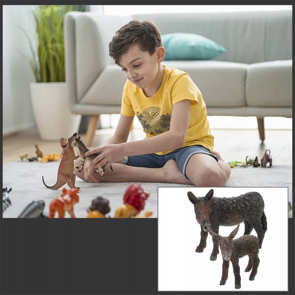 2 DONKEY FIGURINES, PLASTIC, DESK DECORATIONS