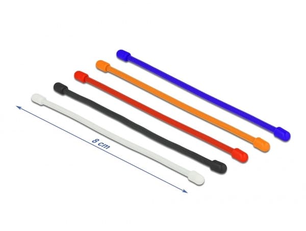 Elastic cable tie, 80 x 4 mm, white, 10 pcs. Delock 18970