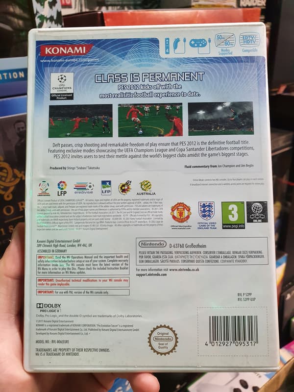 PRO EVOLUTION SOCCER 2012 PES 2012 Wii Complete Set 3xA