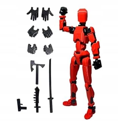 3D Foldable Robot Figurine – Red Gift Toy – Stickman