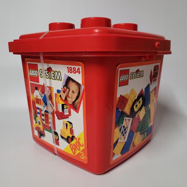 Lego System Basic 1884 bucket set, MISB, bricks, 1992, Father Christmas and Christmas tree