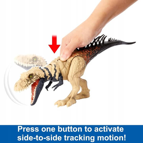DINOSAUR FIGURINE WITH ATTACK FEATURES AND TRACKING EQUIPMENT FOR PLAY