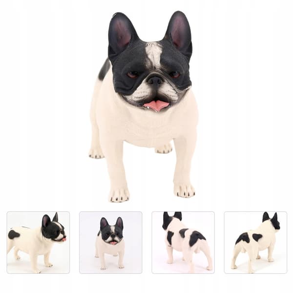 DECORATIVE PLASTIC BULLDOG FIGURINE, WHITE