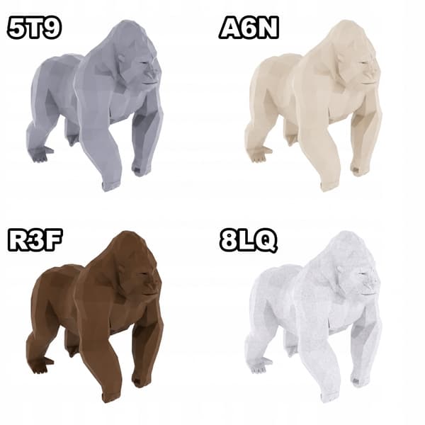 LOW-POLY GORILLA FIGURINE – HOME DECOR FOR A SHELF – MANY COLOURS