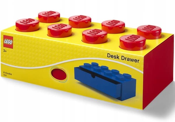LEGO DESK STORAGE BOX WITH DRAWER – BRICK 8 BRICKS – RED BOX + BAG