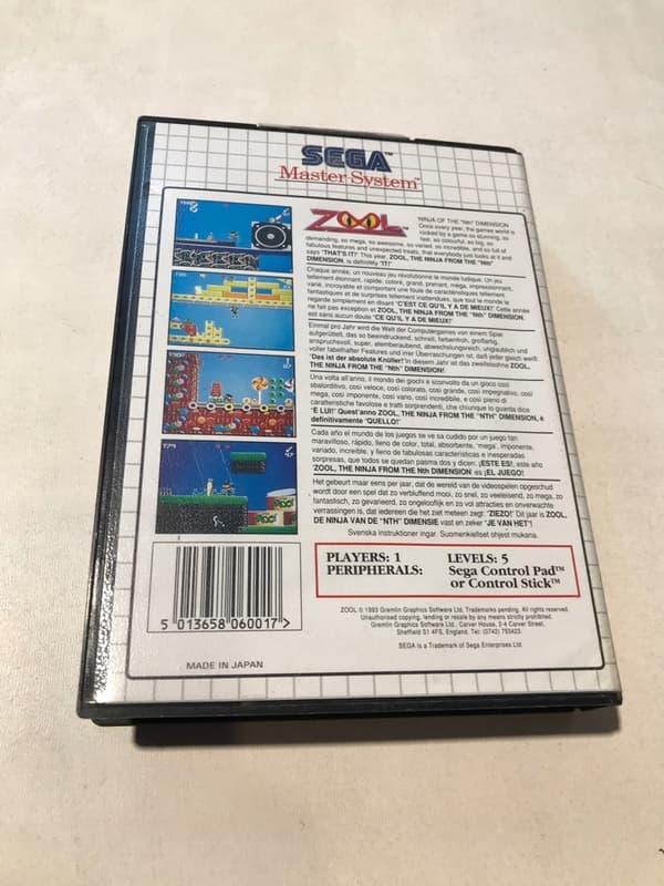 ZOOL NINJA OF THE "NTH" DIMENSION SEGA MASTER SYSTEM