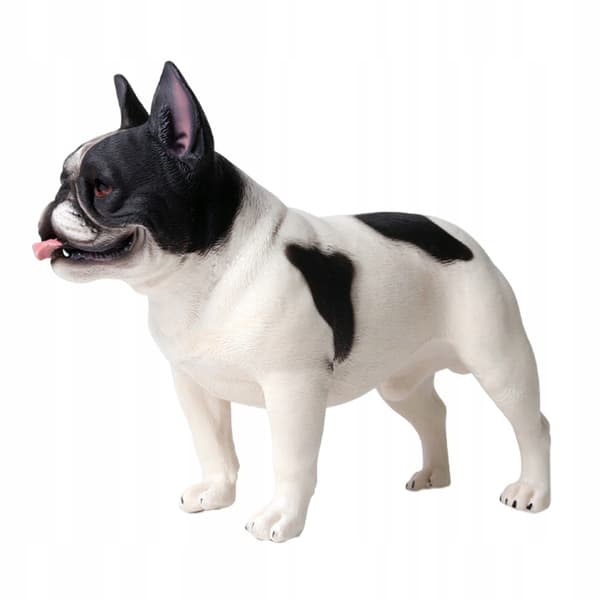 DECORATIVE PLASTIC BULLDOG FIGURINE, WHITE
