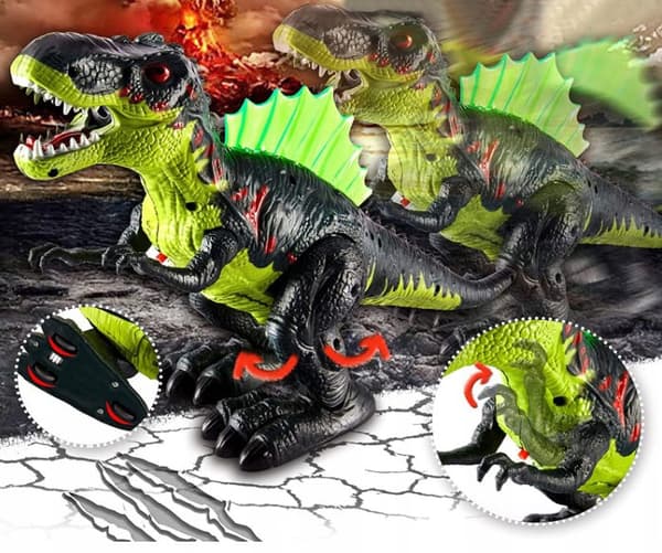 LARGE T-REX DINOSAUR: STEAMING, ROARING, WALKING, LIGHT-UP FIGURES FOR CHILDREN – 20 CM