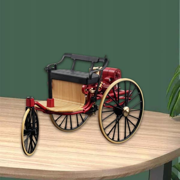 Simulation: Miniature construction site scene on a table, 1:12 scale. Red micro-landscape