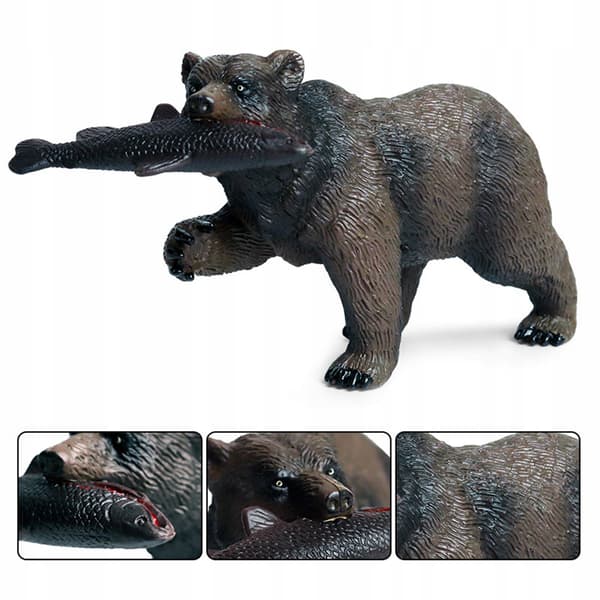 Realistic teddy bear Wild animal figurines Bath toys Educational, dark brown