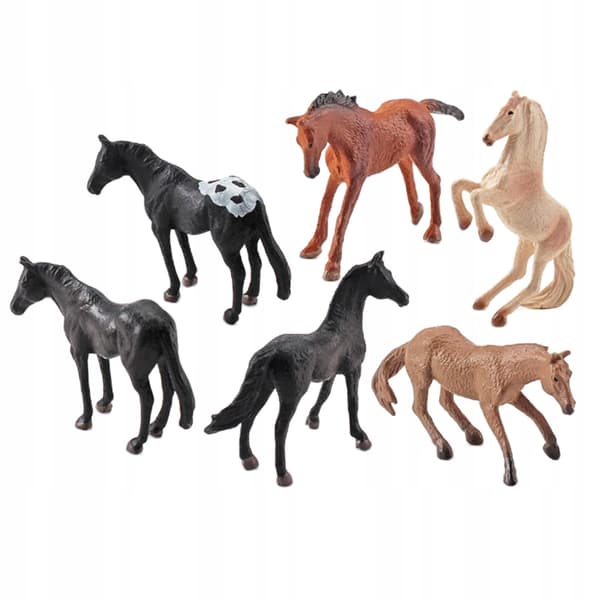 6x Sturdy Horse Figurines, Models, Miniature Simulation, Early Learning A