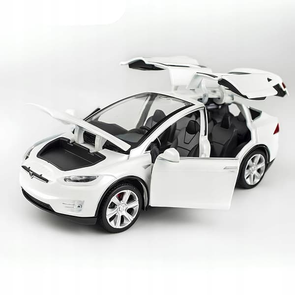 Tesla X90 1:32 scale model, white – metallic, with opening doors
