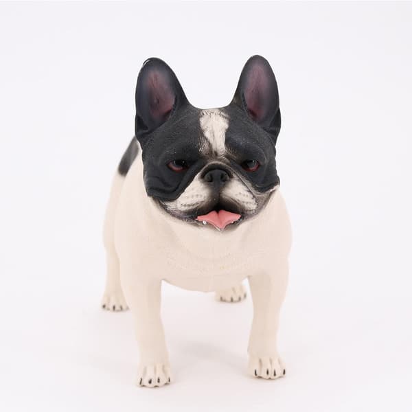 DECORATIVE PLASTIC BULLDOG FIGURINE, WHITE